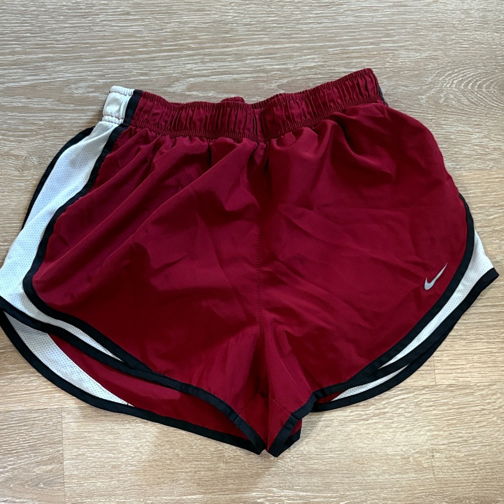 Nike Women's Red and White Athletic Shorts